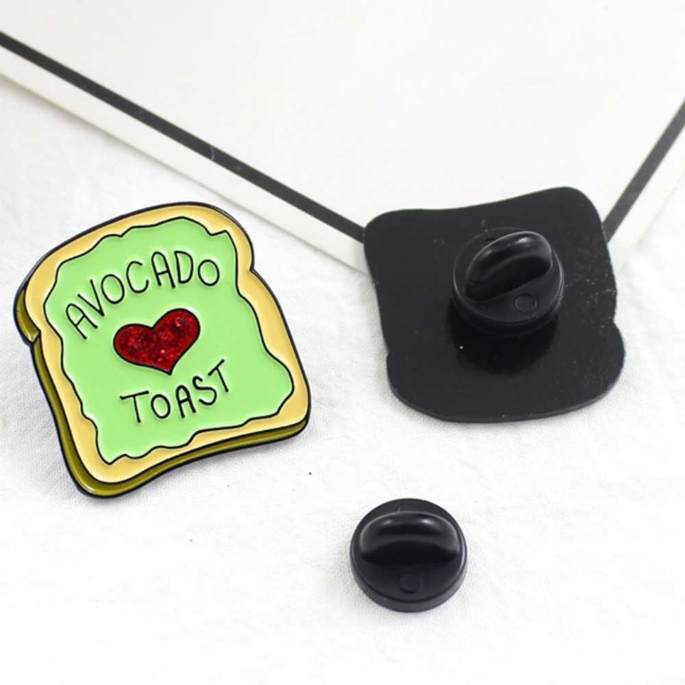 NEW Avocado Breakfast Toast Enamel Pin Brooch - Picture 4 of 4